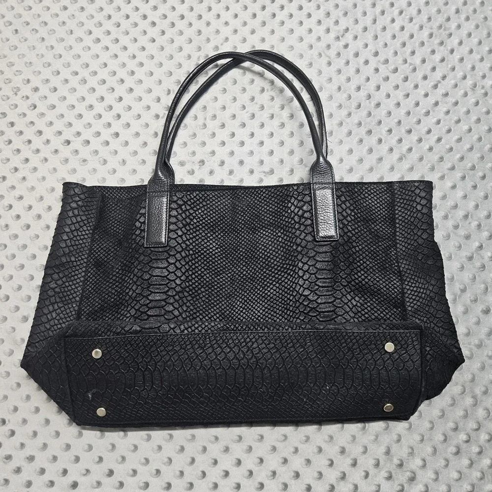 J McLaughlin Womens Leather Purse Tote Bag Black Large